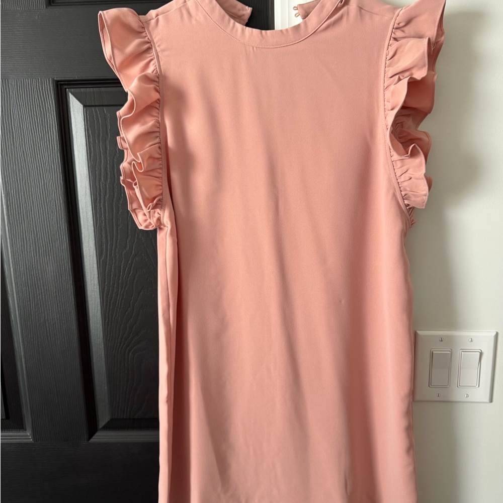 Chic Ruffle Sleeve Dress in Soft Pink